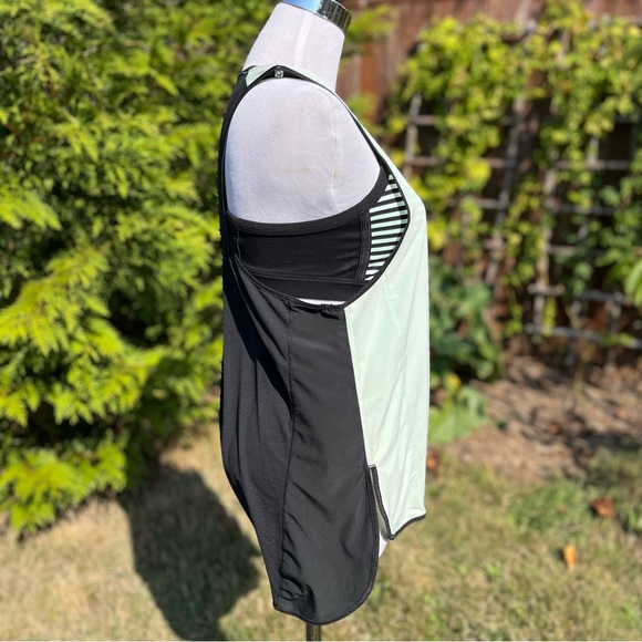 Lululemon Pump It Up Tank & Sports Bra Size 8 Striped Mint Green Black Vintage - Picture 9 of 16